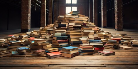 Obraz premium AI Generated. AI Generative. Old retro vintage book library archive book store. Education story vibe. Graphic Art