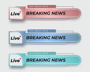 tv news bar. bars newspaper. social media bars. Television broadcast media title banner. title bar