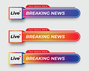 tv news bar. bars newspaper. social media bars. Television broadcast media title banner. title bar