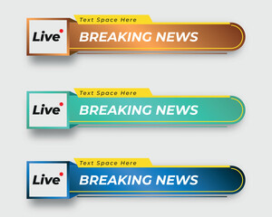 tv news bar. bars newspaper. social media bars. Television broadcast media title banner. title bar