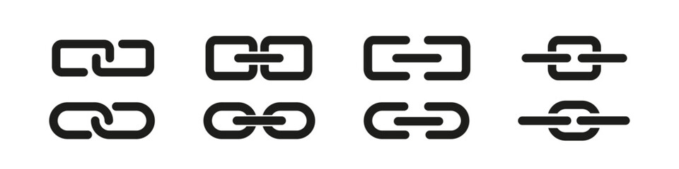 Chain link icon. Linked connection sign set. Chain vector symbol isolated on white background.  Modern link button.