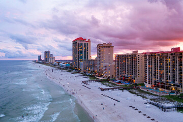 Sunset over Gulf Shores and Orange Beach in Alabama
