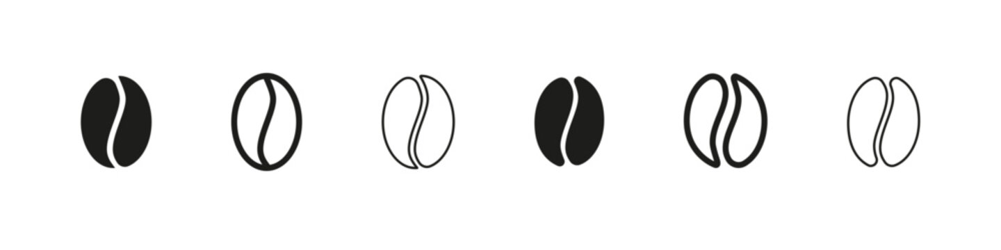 Coffee bean icon. Coffee seed sign set. Caffeine vector symbol isolated on white background. Arabic roasted icon.