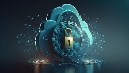 Fototapeta Syber security of cloud network. Generative Ai obraz