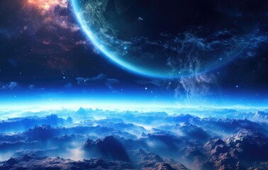 Fototapeta na wymiar Earth and clouds in space