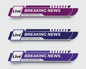 tv news bar. bars newspaper. social media bars. Television broadcast media title banner. title bar