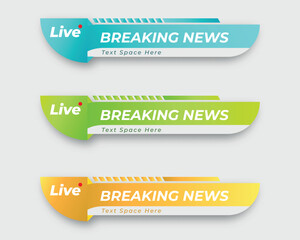 tv news bar. bars newspaper. social media bars. Television broadcast media title banner. title bar