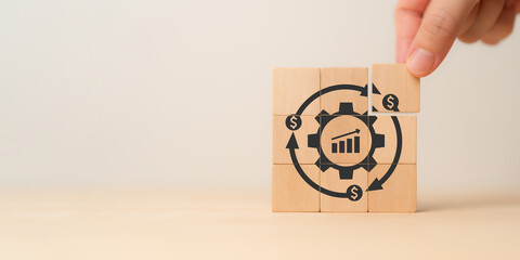 Financial management concept. Return on investment (ROI). Financial structure, allocation and management. Optimization management, investment. Spending and cost reduction, maximizing value.