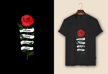 Rose vintage style vector t-shirt design