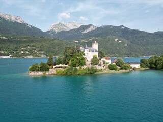 Fototapeta premium Château de Duingt lale Annecy France drone,aerial ..