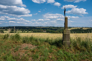 Calvary in summer landscape, Europe, Czechia