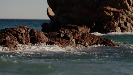 Slow motion of rocks in the sea near Cannes