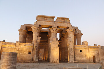 The facade of ancient egyptian temple of Kom Ombo, Aswan, Egypt