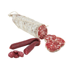 Fresh Salami and Sausage cut out isolated transparent background