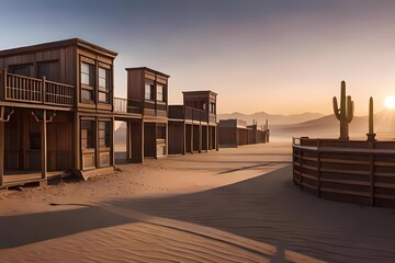 Desert Dawn: Ultra Realistic Abandoned Western Town Generative AI
