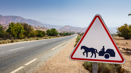 Road Sign in Morocco. 