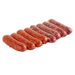 fresh sausage on skewer cut out isolated transparent background