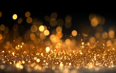 Abstract background with gold bokeh effect. christmas. sparkling magical dust particles. magic