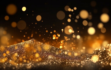 Obraz premium Abstract background with gold bokeh effect. christmas. sparkling magical dust particles. magic
