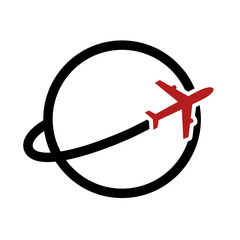  An airplane circling the earth. Air travel - vector icon