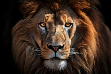 Predator mammal big black cat mane travel africa animal face nature mouth lion dark portrait
