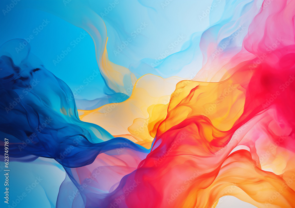 Poster watercolour paint with swirl waves abstract background,colorful background with vibrant colors for w