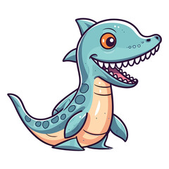 Naklejka premium Cute Plesiosaurus Dinosaur Illustration