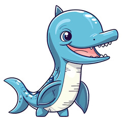 Naklejka premium Cute Plesiosaurus Dinosaur Illustration