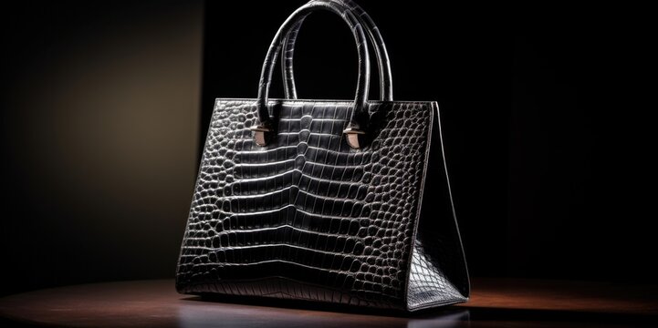 Elegant Alligator Handbag with High Contrast Lighting, generative ai