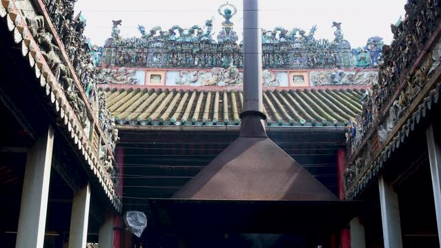 Ho Chi Minh, Vietnam - July 7, 2023 : The Thien Hau Temple  on Nguyen Trai Street in the Cho lon ("Chinatown") of District 5 in Ho Chi Minh City, Vietnam.