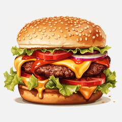 Burger hamburger on white background