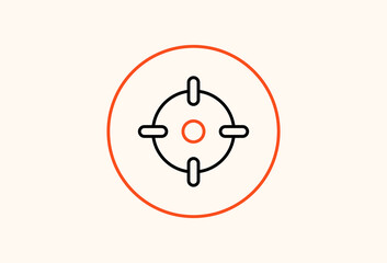 Black and orange power button icon with circle in flat style design. Vector icon. Geometric Illustration