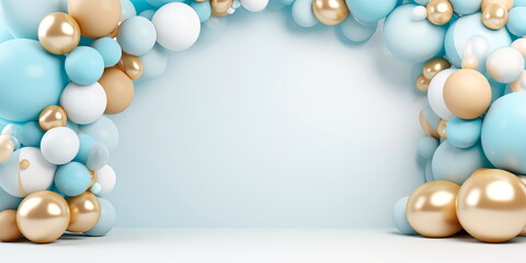 Fototapeta na wymiar Balloon garland decoration elements. Frame arch for wedding, birthday, baby shower celebration. Generative AI