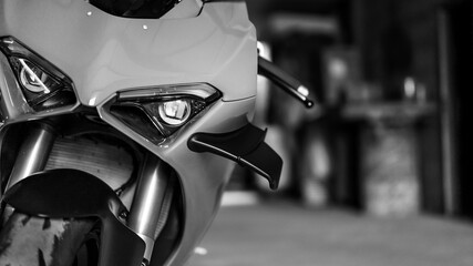 Close up Motorcycle Headlights  