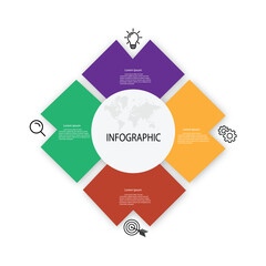 Circle infographic template with four steps or options, process chart, vector eps10 illustration