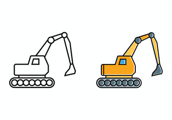 excavator flat icon design collection