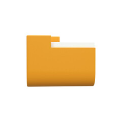 Document file with folder front view 3d rendering folder Office paper illustration icon 