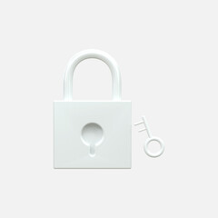 Lock icon with key simple 3d Rendering minimal concept 3d icon