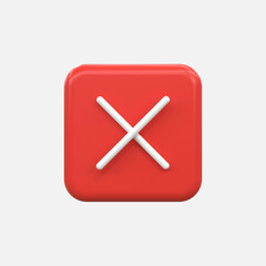 Fototapeta premium3D rejected sign Cross Check mark. Cross sign can be used as symbols of wrong