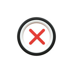 Obraz premium3D rejected sign Cross Check mark. Cross sign can be used as symbols of wrong