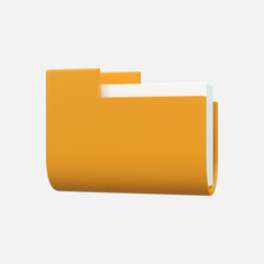 Document file with folder front view 3d rendering folder Office paper illustration icon 