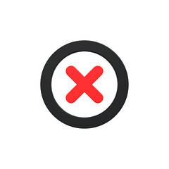 Obraz premium3D rejected sign Cross Check mark. Cross sign can be used as symbols of wrong