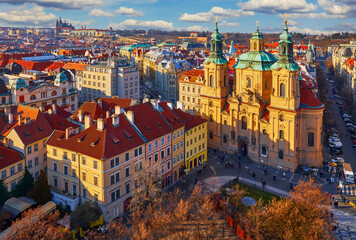 Prague, Czech Republic. Saint Nicholas Cathedral at central Old - 623756111