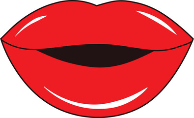 Female lips design. Red lips design.