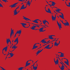 Red Tropical Leaf Seamless Pattern Design