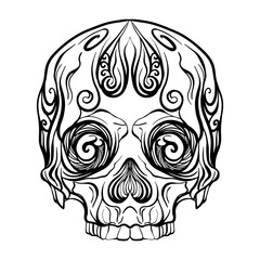 human skull sketch illustration tribal tattoo