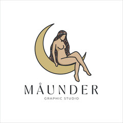 Celestial Woman logo design, feminine, boho woman