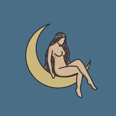 Celestial Woman logo design, feminine, boho woman