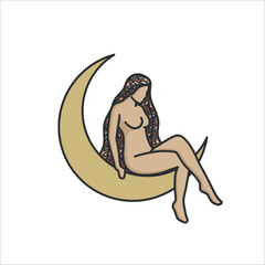 Celestial Woman logo design, feminine, boho woman