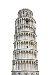 The Leaning Tower completely restored from damage of air pollution (2013 - Europe - Italy - Pisa city) - Image on white background for easy selection